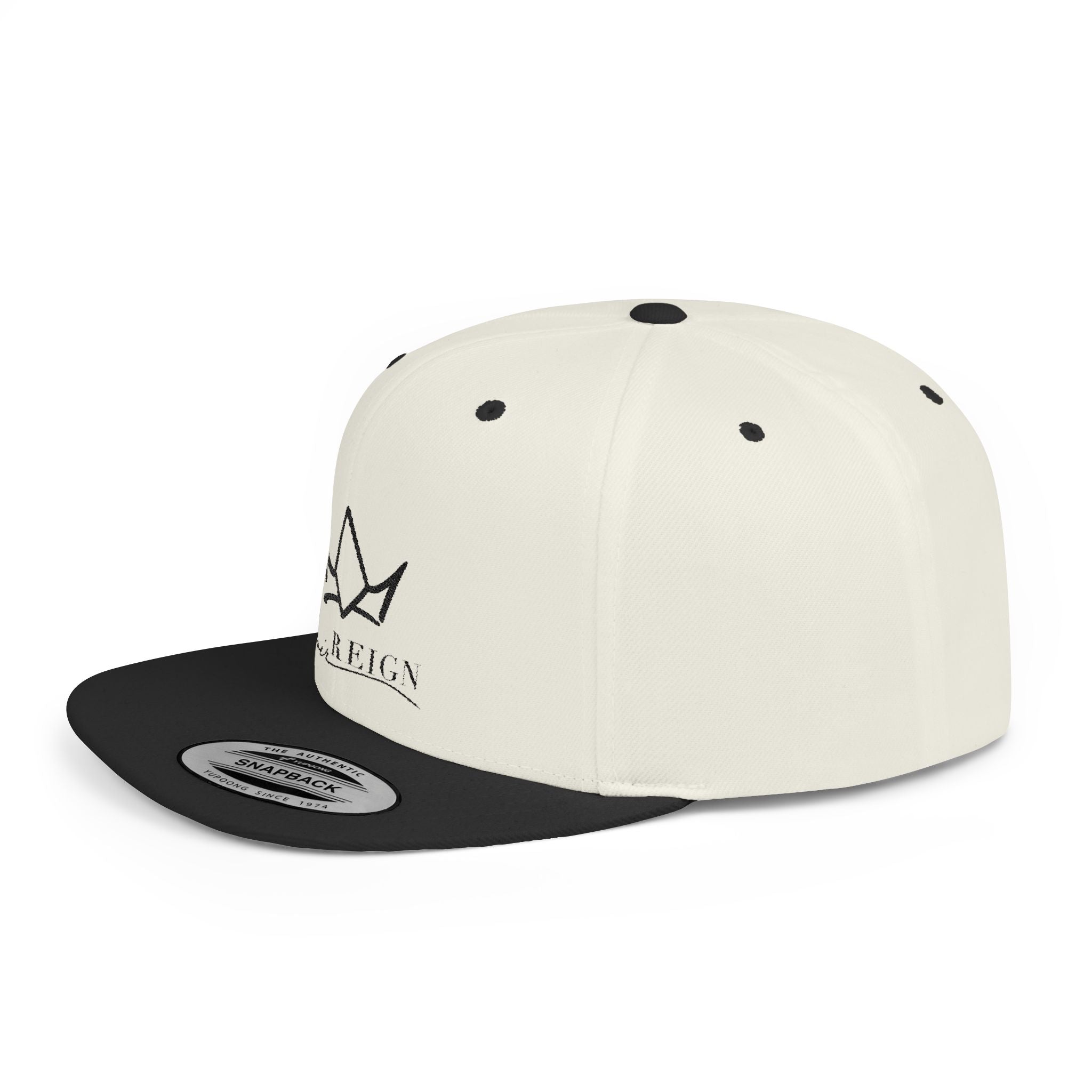 Flat Bill Snapback - Black Logo & Name